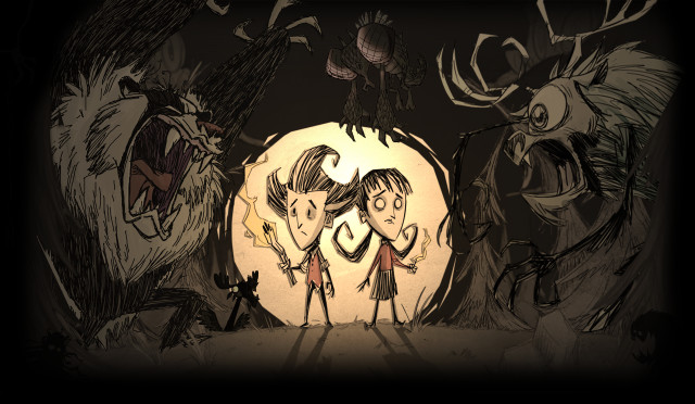 Cartoon two people full moon free wallpaper for desktop - medium preview image