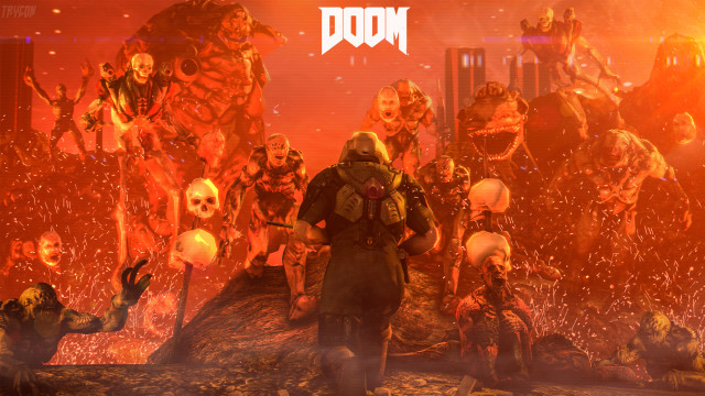 Zombies red room demon group free wallpaper for desktop - medium preview image