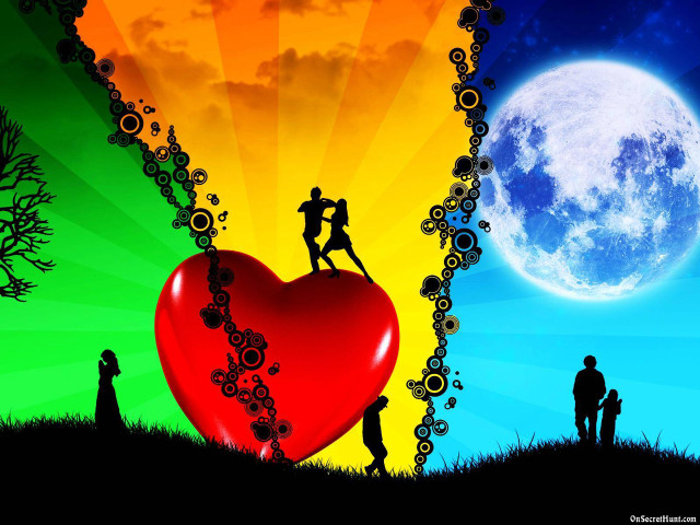 Couple heart balloon full moon free wallpaper for desktop - medium preview image
