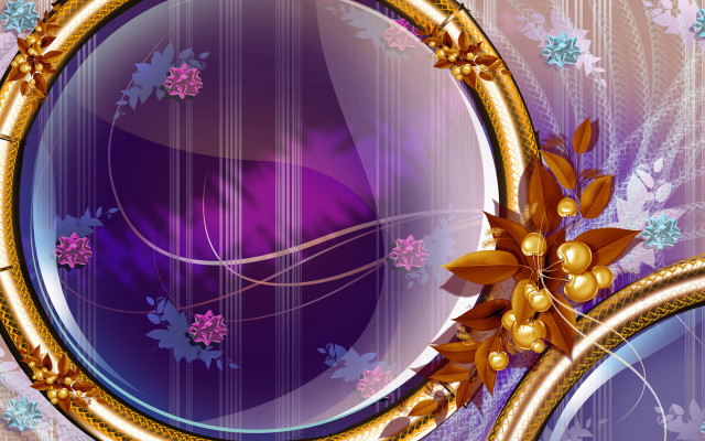 Purple gold frame flowers cloisonnism free wallpaper for desktop - medium preview image