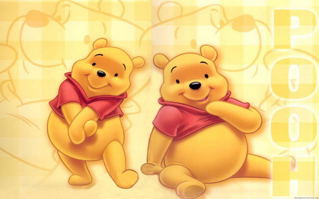 Pooh stuffed bear yellow checkered free wallpaper for desktop - medium preview image