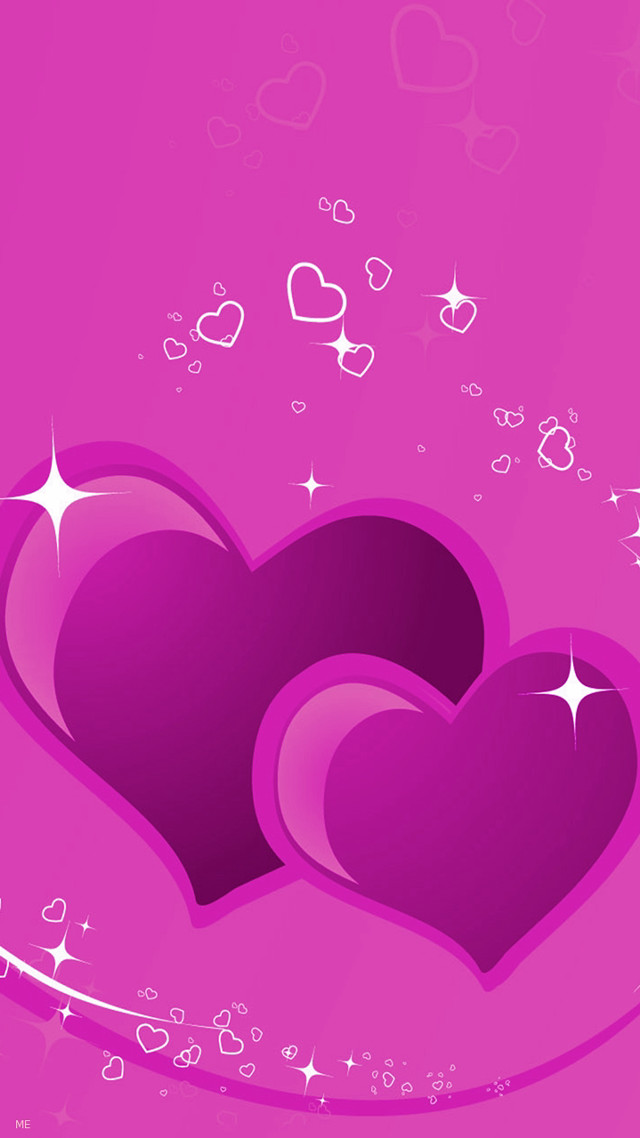 Hearts pink background stars bubbles free wallpaper for mobile - medium preview image