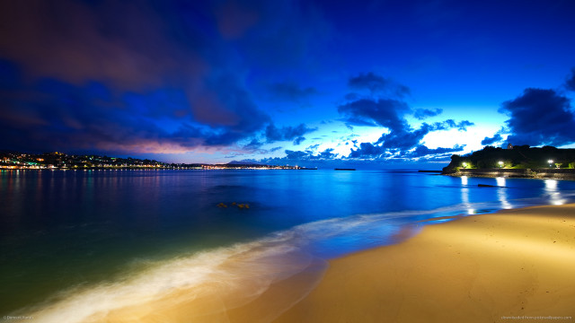Beach water city night clouds #4 free wallpaper for desktop - medium preview image