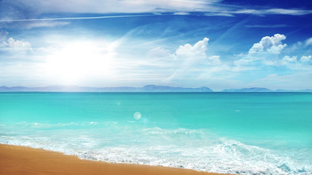 Beach blue sky water clouds free wallpaper for desktop - medium preview image