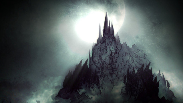 Castle forest full moon dark free wallpaper for desktop - medium preview image