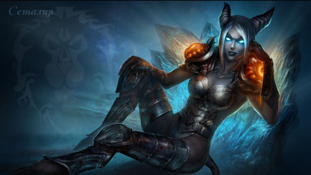Demon horned woman blue skin free wallpaper for desktop - medium preview image