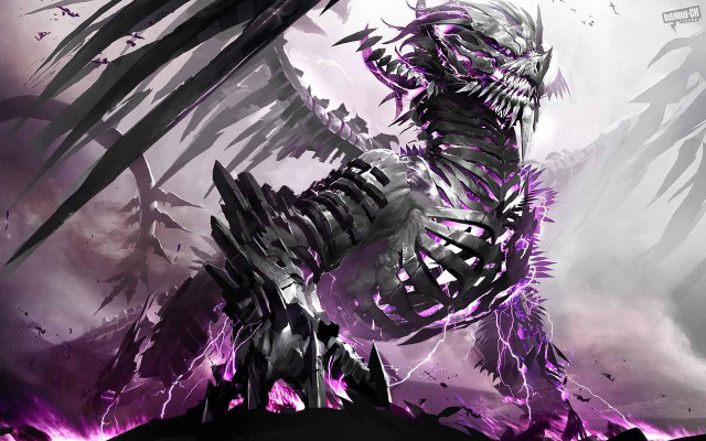 Demonic creature purple black paint free wallpaper for desktop - medium preview image