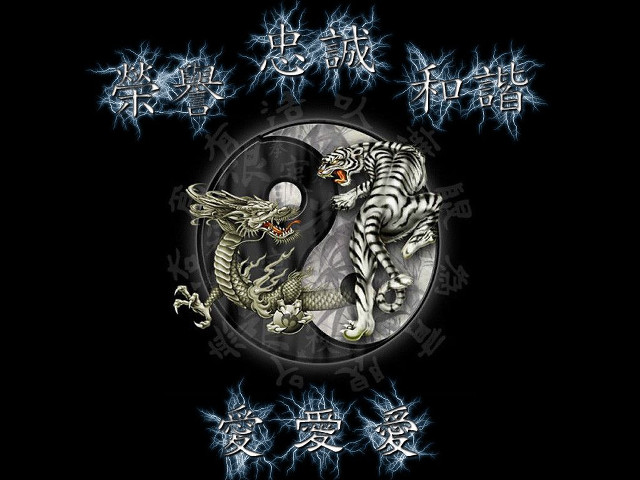 White tigers yin yang psychedelic free wallpaper for desktop - medium preview image