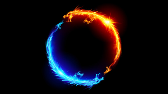 Blue red ring black fire free wallpaper for desktop - medium preview image