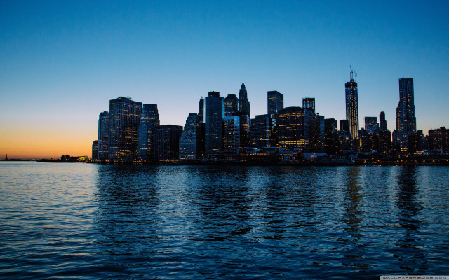 City skyline sunset water boat #2 free wallpaper for desktop - medium preview image