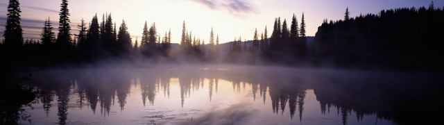 Lake trees fog sunset mountain free wallpaper for desktop - medium preview image