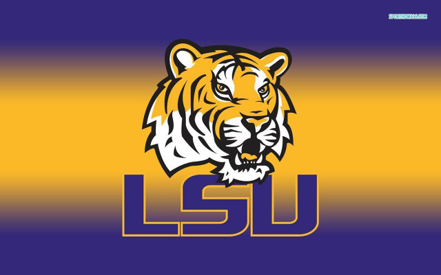 Lsu tigers logo purple yellow free wallpaper for desktop - medium preview image