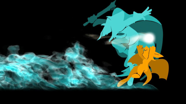 Cartoon cat fire smoke blue free wallpaper for desktop - medium preview image