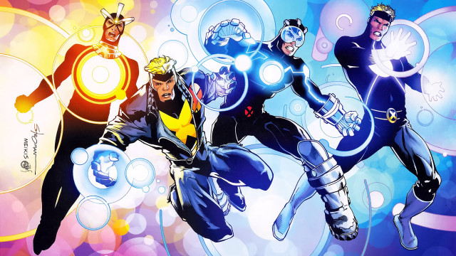 Superheros flying glowing faces marvel free wallpaper for desktop - medium preview image