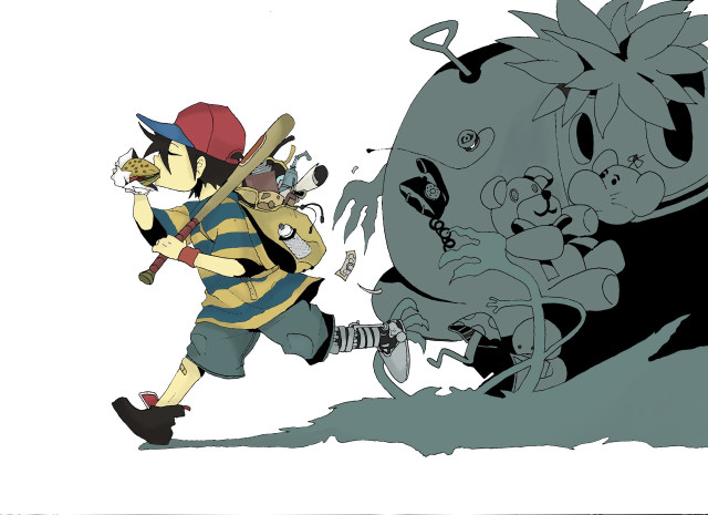 Cartoon man baseball bat cat free wallpaper for desktop - medium preview image