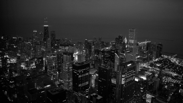 Black white city night lights #2 free wallpaper for desktop - medium preview image