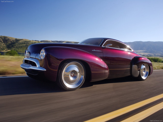 Purple car driving road green free wallpaper for desktop - medium preview image