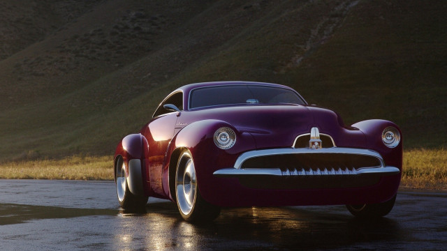 Purple car parked wet road free wallpaper for desktop - medium preview image