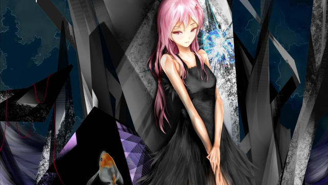 Pink haired woman black dress #2 free wallpaper for desktop - medium preview image