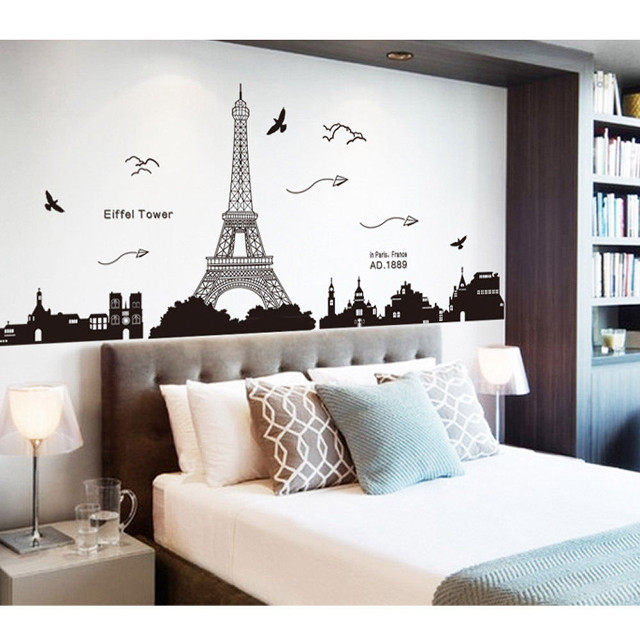 Bedroom eiffel tower birds flying free wallpaper for tablet - medium preview image