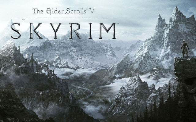 Man standing mountain range skyrim free wallpaper for desktop - medium preview image