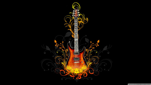 Flame guitar floral postgrunge funk free wallpaper for desktop - medium preview image