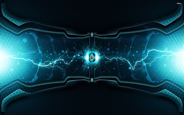 Futuristic blue lightning black background free wallpaper for desktop - medium preview image