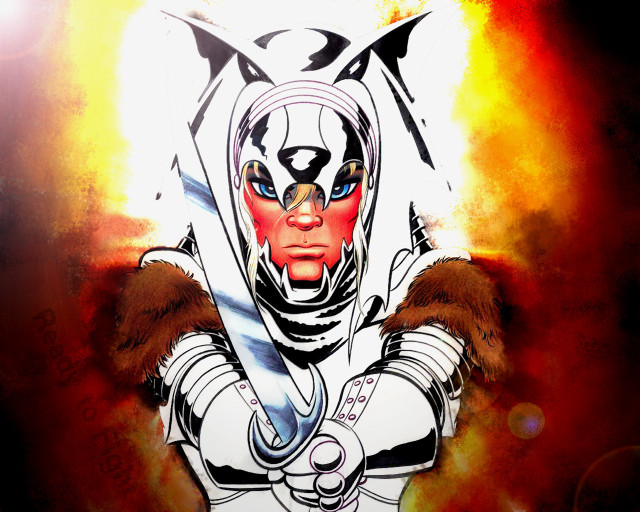 Person cat mask sword red free wallpaper for desktop - medium preview image