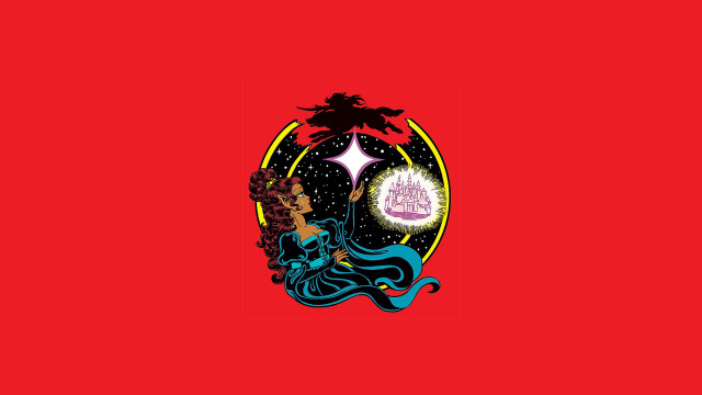 Red background woman star sky free wallpaper for desktop - medium preview image