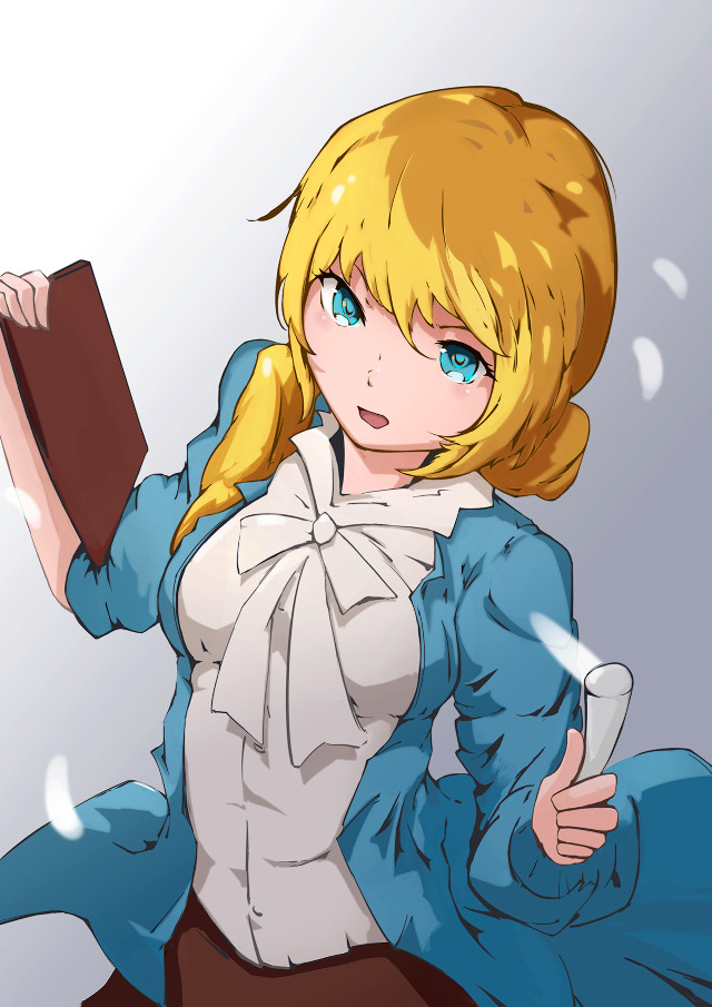 Blonde woman blue dress holding free wallpaper for mobile - medium preview image