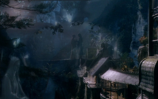 Woman forest building man standing free wallpaper for desktop - medium preview image