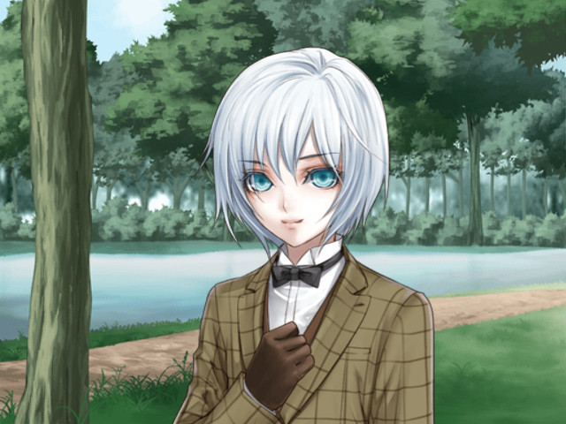 White hair bow tie park free wallpaper for desktop - medium preview image