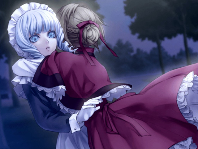 Anime couple hugging park night free wallpaper for desktop - medium preview image