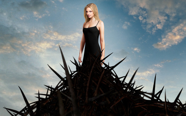 Woman black dress spikes sky free wallpaper for desktop - medium preview image