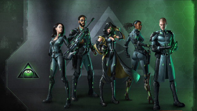 Group people room green lighting free wallpaper for desktop - medium preview image