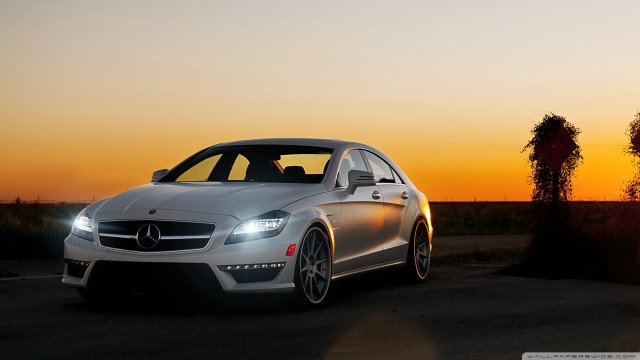 Mercedes cla sunset silhouette tree free wallpaper for desktop - medium preview image