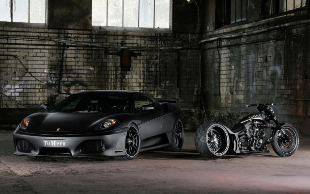 Black sports car motorcycle garage #3 free wallpaper for desktop - medium preview image
