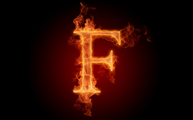 Fire letter f black background free wallpaper for desktop - medium preview image