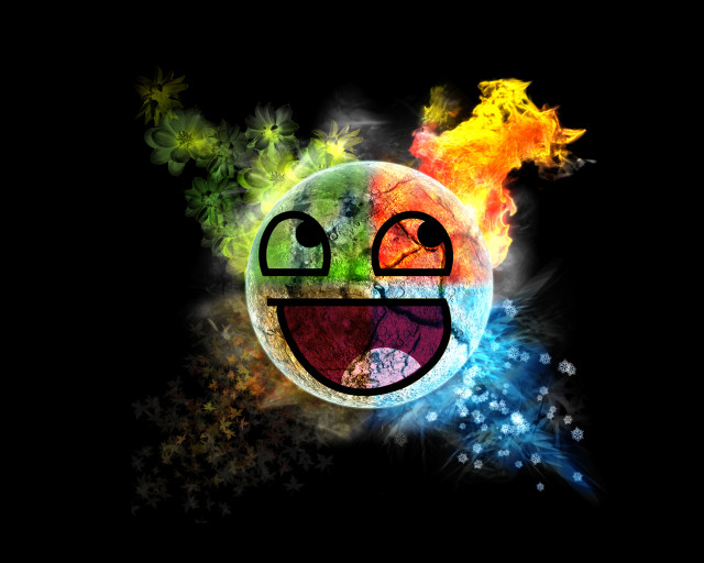 Smiley face fire mouth eyes free wallpaper for desktop - medium preview image