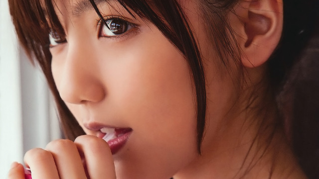 Woman toothbrush window smiling outside free wallpaper for desktop - medium preview image