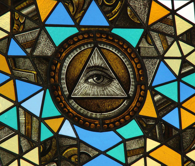 Stained glass window triangle eye free wallpaper for desktop - medium preview image