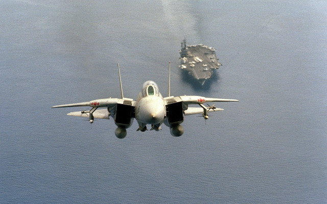 Fighterjet ship ocean aircraft cloudy free wallpaper for desktop - medium preview image