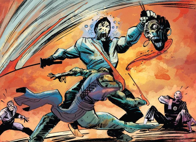 Cartoon man sword mask background free wallpaper for desktop - medium preview image