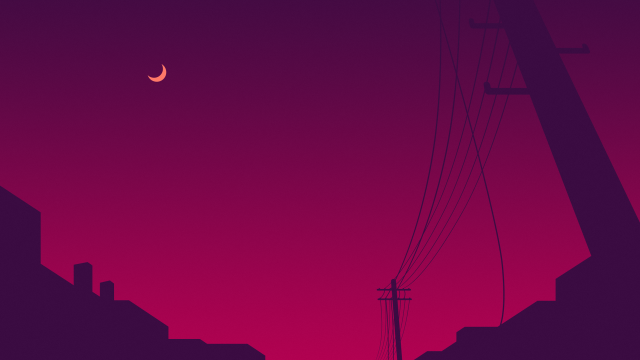 Street power lines crescent moon free wallpaper for desktop - medium preview image