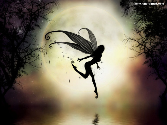 Fairy flying lake full moon free wallpaper for desktop - medium preview image