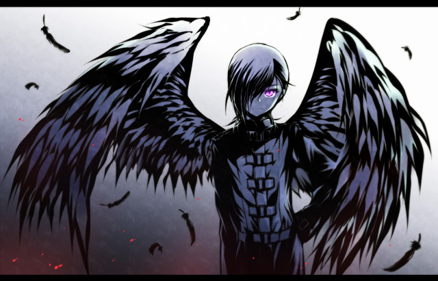 Black wings manga gothic angel free wallpaper for desktop - medium preview image