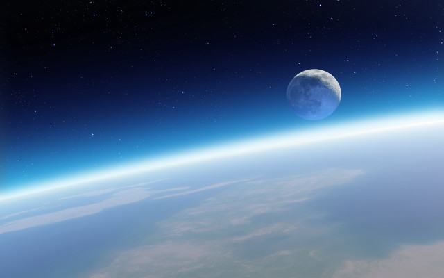 Earth view space moon stars #2 free wallpaper for desktop - medium preview image