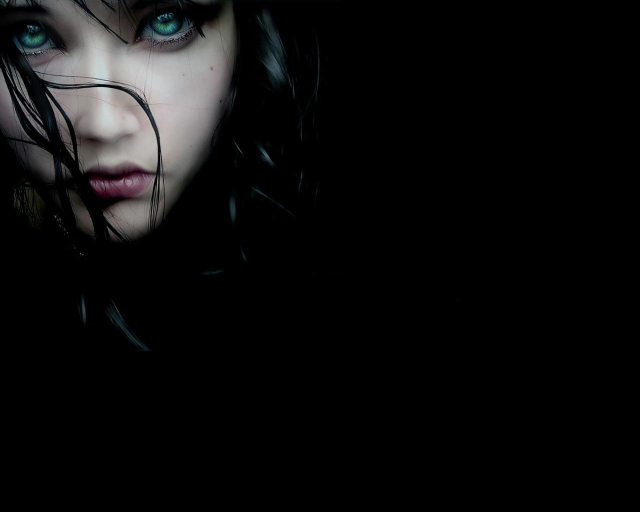 Gothic portrait blueeyes blackhat tears free wallpaper for desktop - medium preview image