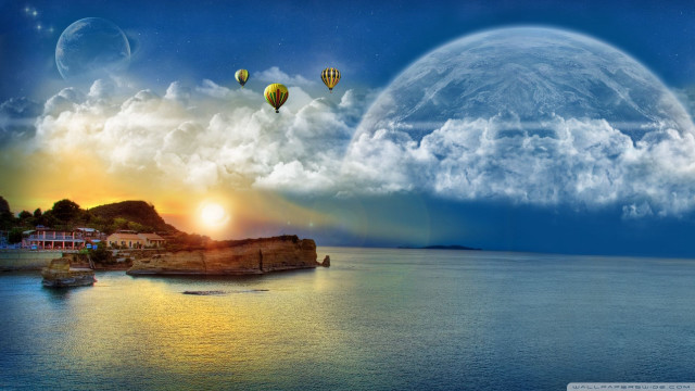 Hot air balloons sky water free wallpaper for desktop - medium preview image