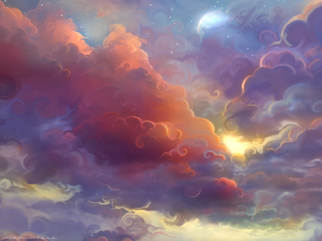 Sky clouds bright sun stars free wallpaper for desktop - medium preview image